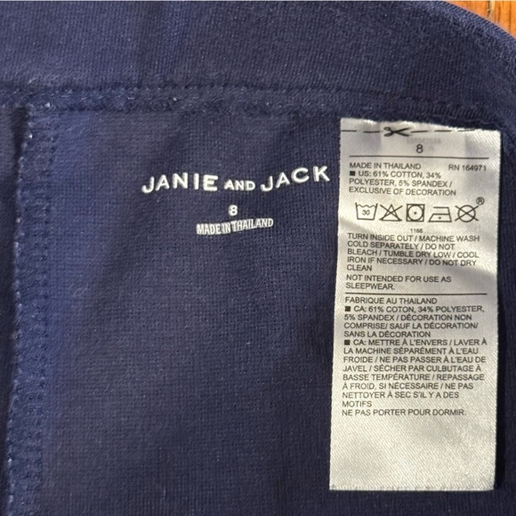 Janie and Jack Blue Leggings with Rose Girls Size 8 - Picture 3 of 5